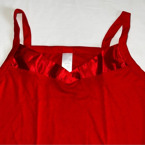 Red Women's Cami Top Sleeveless Satin Detail Layering - Picture 5 of 10